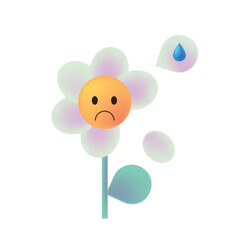 Daisy chamomile . Sad face head. White camomile icon. Cute flower plant collection. Love card. Cartoon kawaii funny character. Growing concept. Flat design. Red background