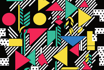 Retro 1980s or 90s trendy background pattern. Generative ai