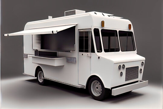 Blank food truck concept - fictional and imaginary food truck mockup ready for your branding. Created by generative AI