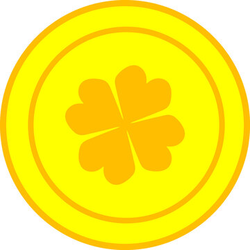 Gold coin depicting a four-leaf clover