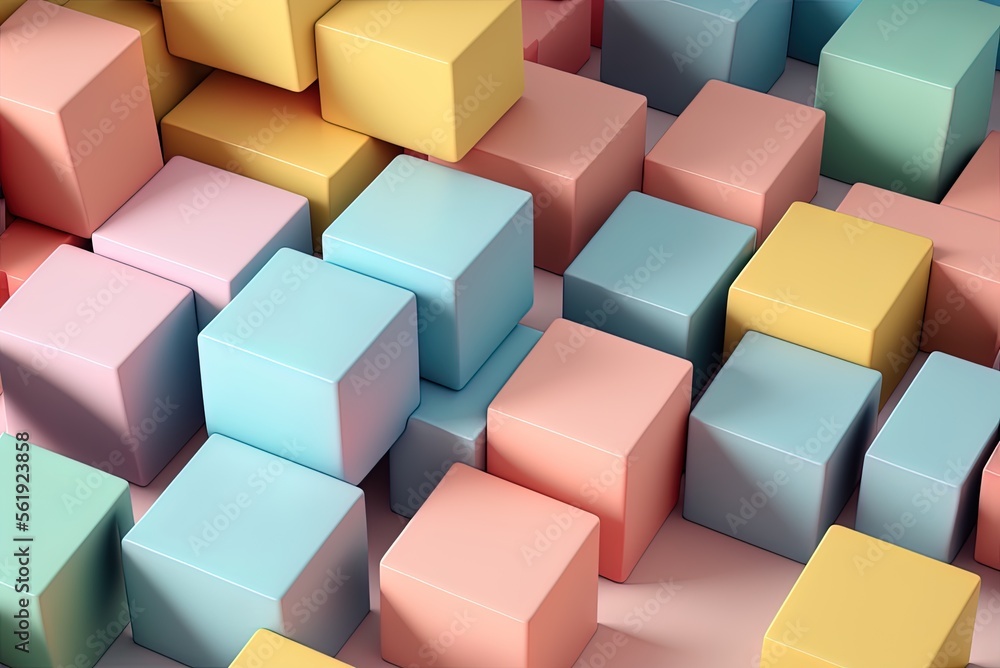 Poster blocks of various colors serve as the backdrop in this multicolored design. modern wallpaper in soft