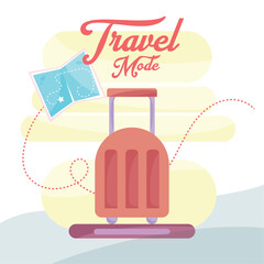 Isolated travel suitcase Pastry colored travel poster Vector