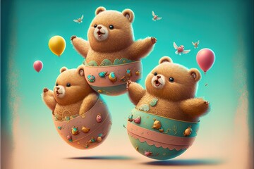 little happy bears, easter, generative AI