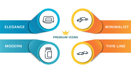 racing outline icons with infographic template. thin line icons such as push up, energy bar, autocross, chase vector.