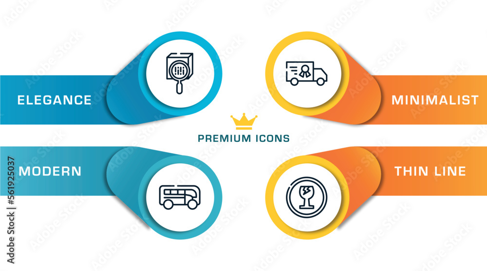 Poster shipping and handly outline icons with infographic template. thin line icons such as scan package, b