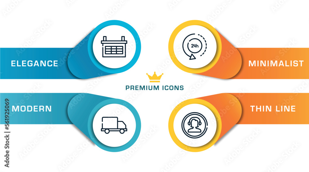 Poster global logistic outline icons with infographic template. thin line icons such as organizing grid, fr