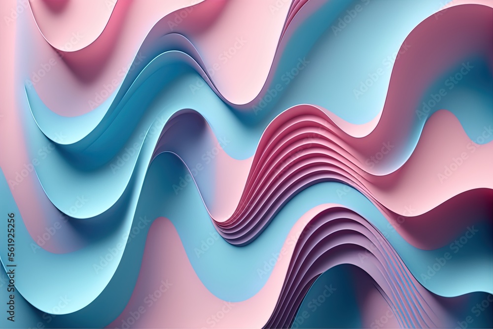 Poster modern abstract surface with ripples as a background. wallpaper in pink and blue with space for copy