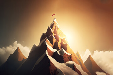 The mountain peak of success, generative AI - obrazy, fototapety, plakaty