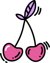 Cherry Hand drawn doodle Valentine's Day illustration. Love and romantic cute icon.  Single element 