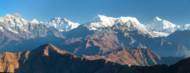 mounts Everest Lhotse and Makalu great himalayan range - obrazy, fototapety, plakaty