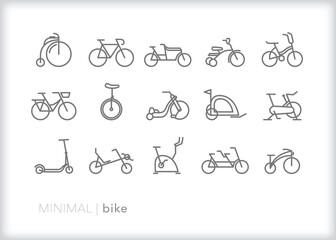 Set of bike line icons of sport and recreational bicycles for leisure and competition © Picture Window