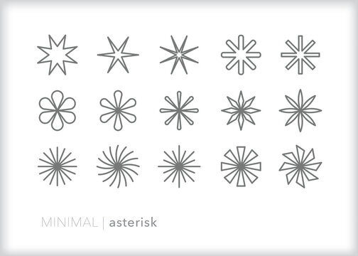 Set of graphic star shapes, or asterisks
