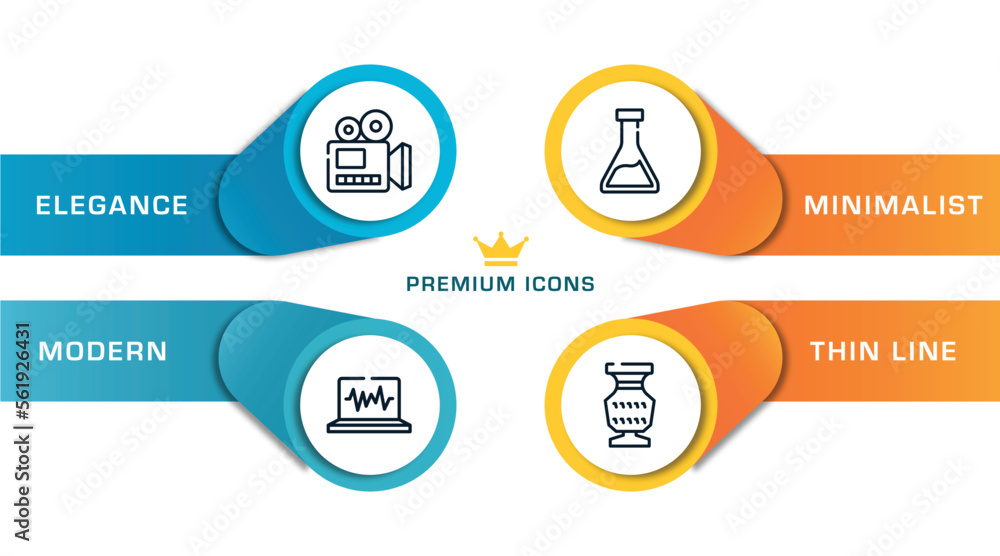 Poster nerd outline icons with infographic template. thin line icons such as documentary, electrocardiogram