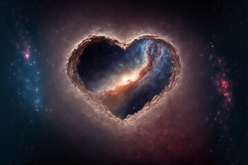 Perfect heart background in space that looks like a window to a different galaxy, ideal for weddings and Valentine's day