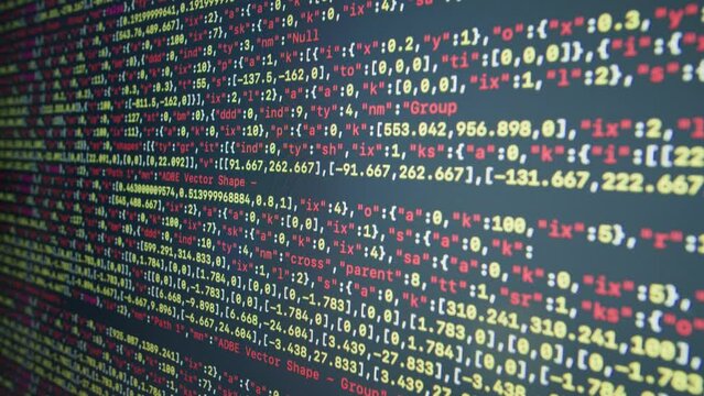 Coding UX UI script text on screen, HTML5 in editor for website development, Close up Macro of Programming code software developer. 