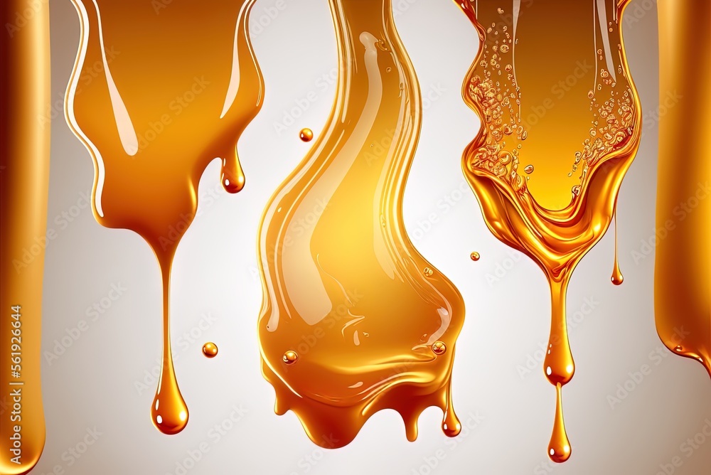 Aufkleber honeyed gold borders that drip and are isolated on a white backdrop. a real-life simulation of dripp