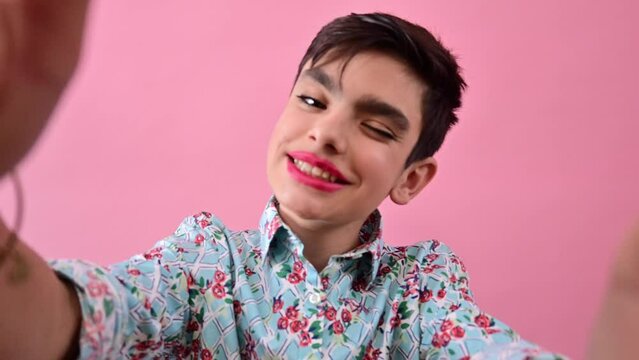 Young guy feeling girly. Gender confusion in adolescence.