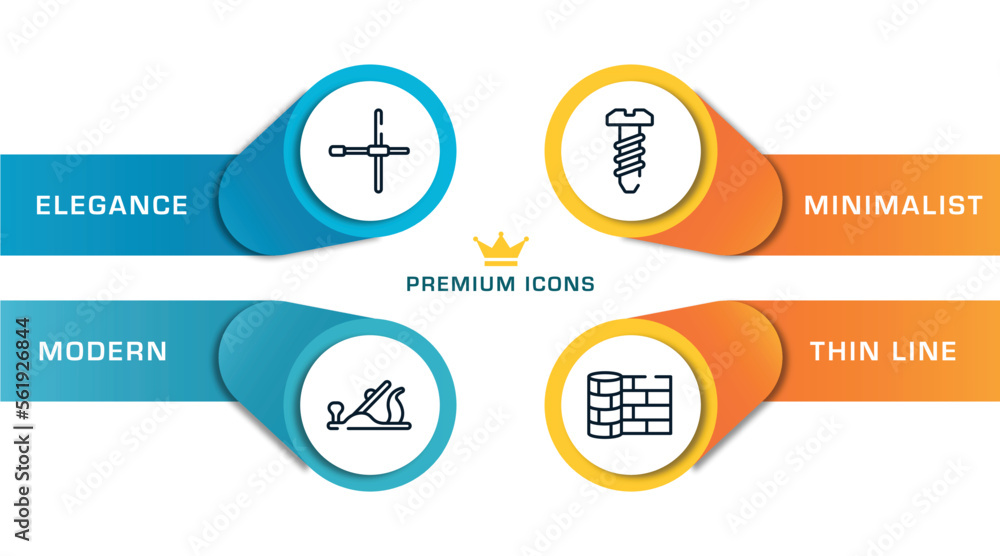 Poster building outline icons with infographic template. thin line icons such as wheelbrace, plane controls