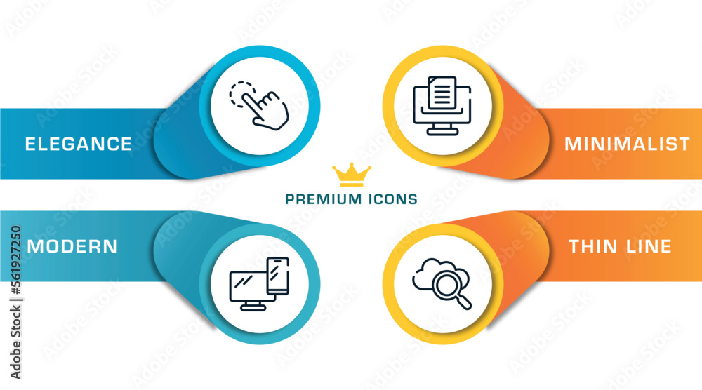 Poster cloud computing outline icons with infographic template. thin line icons such as click gesture, pc s