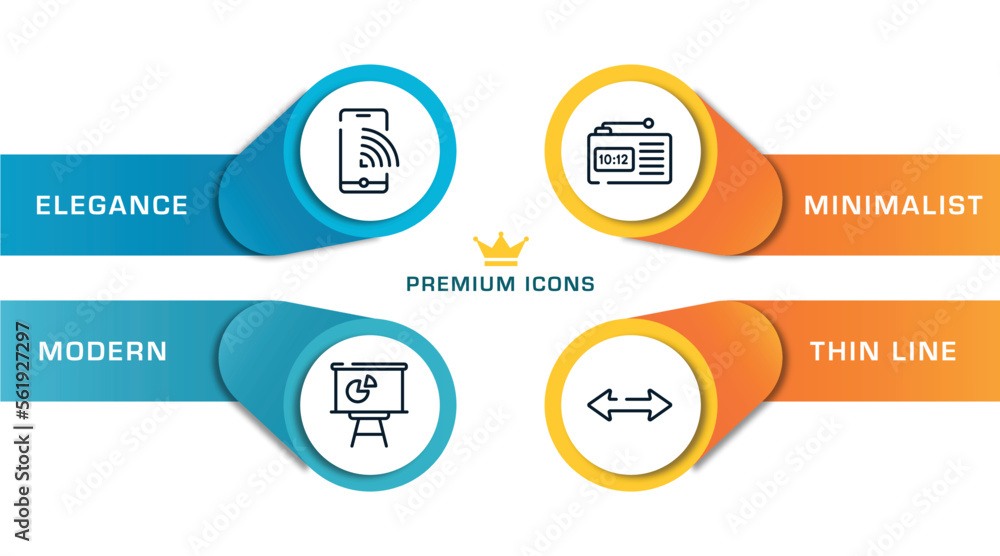 Poster cursors and pointers outline icons with infographic template. thin line icons such as smartphone as 