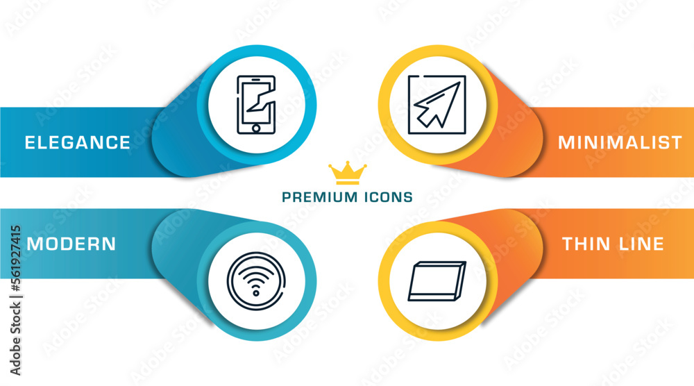 Poster modern screen outline icons with infographic template. thin line icons such as null, wifi connection