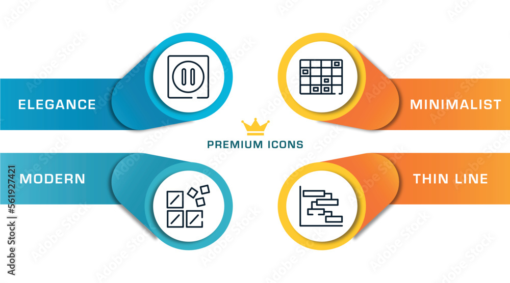 Poster computer and media outline icons with infographic template. thin line icons such as pause, registry,