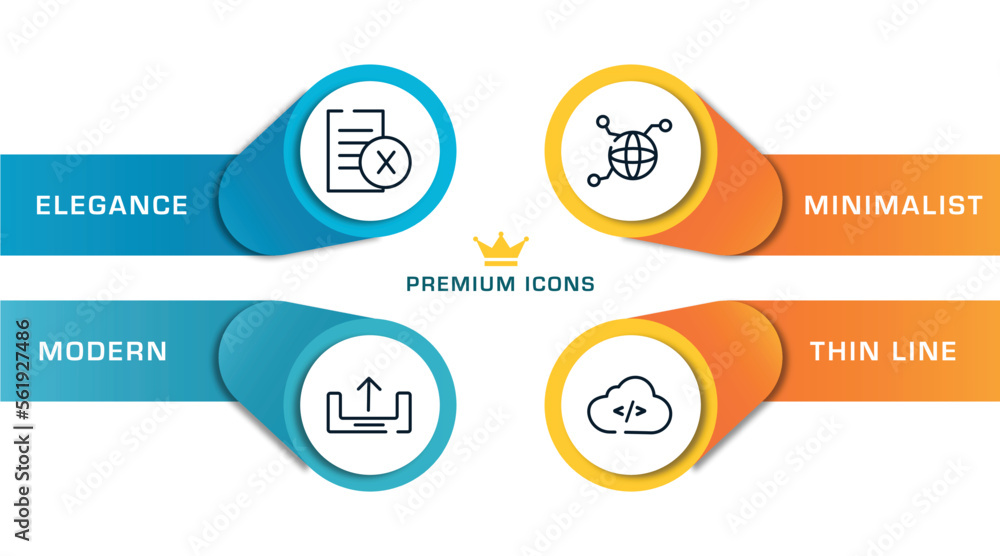 Poster cloud technology outline icons with infographic template. thin line icons such as delete file, uploa