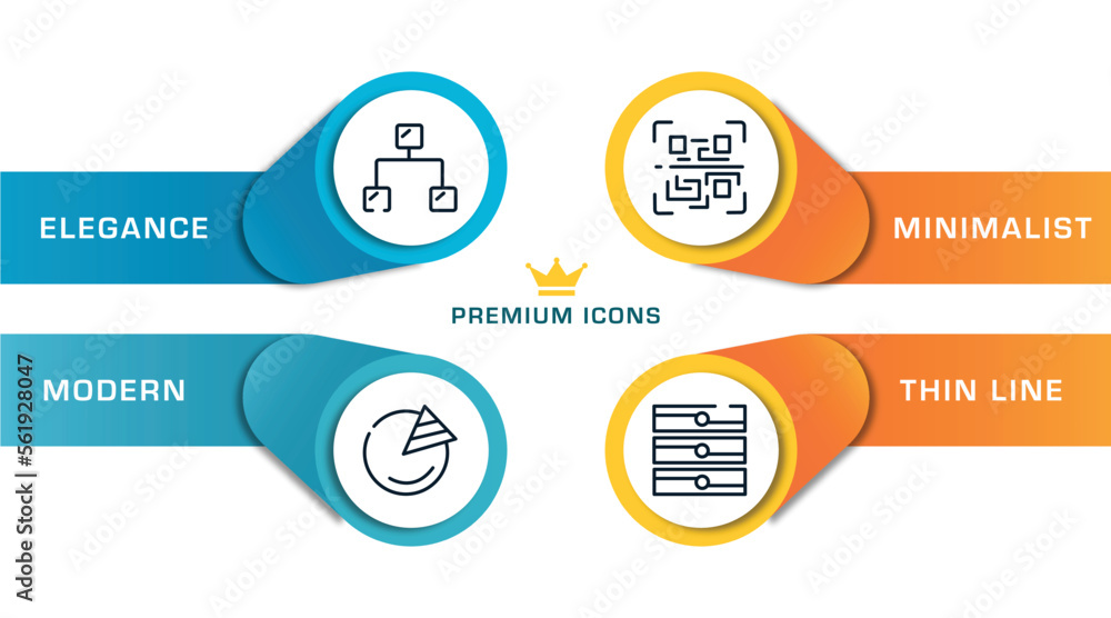 Poster dialogue assets outline icons with infographic template. thin line icons such as ethernet, pie graph