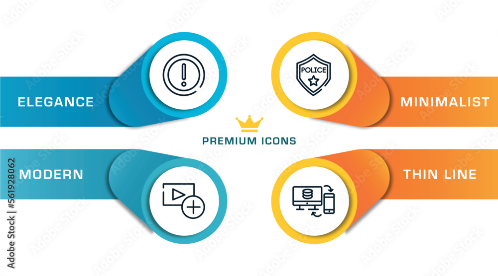 Poster mobile network outline icons with infographic template. thin line icons such as caution triangle, ad