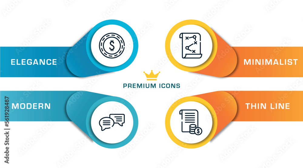 Poster business outline icons with infographic template. thin line icons such as encryption, explanation, b