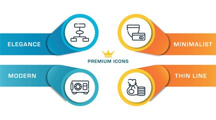 business management outline icons with infographic template. thin line icons such as bid, cryptographic, transfering, instructions vector.