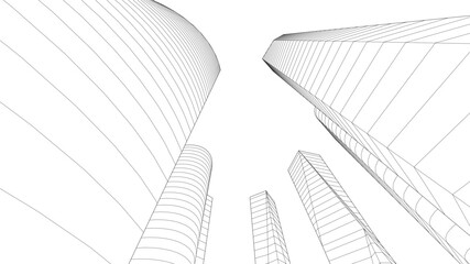Fototapeta premium Linear architectural drawing vector illustration