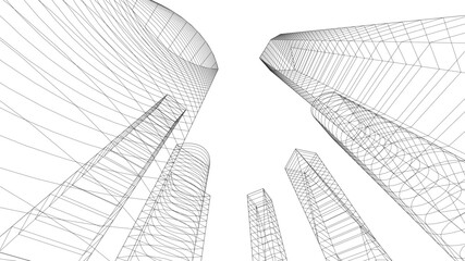 Fototapeta premium Linear architectural drawing vector illustration