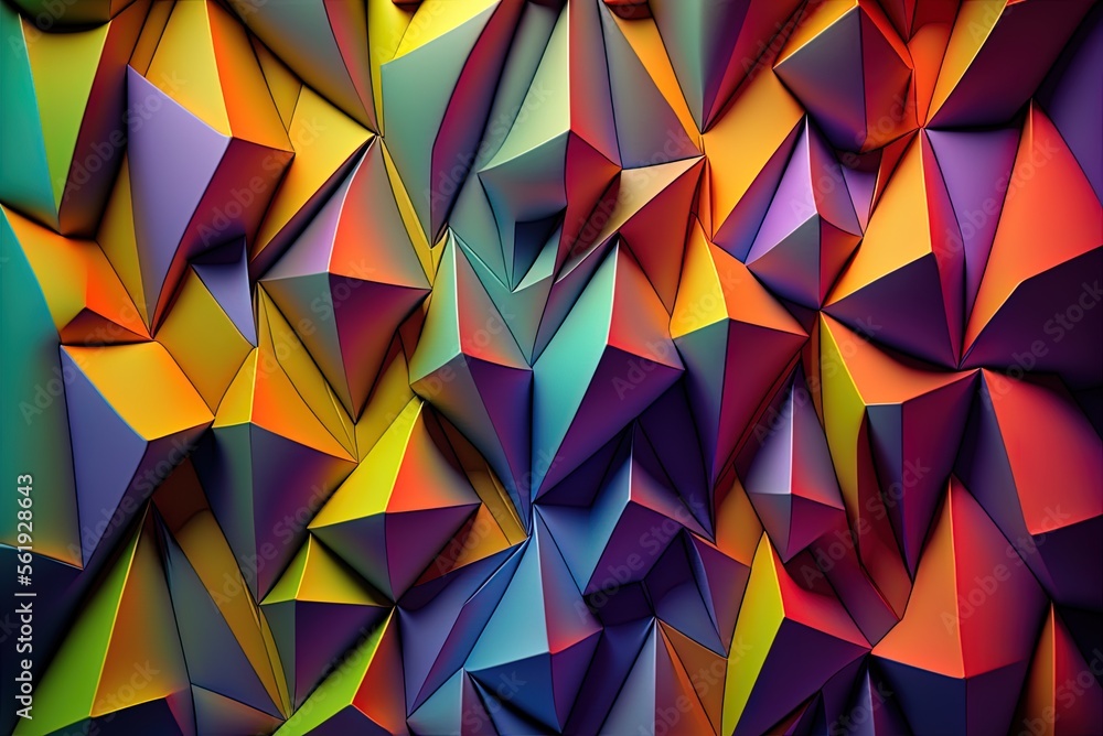 Aufkleber surface of tetrahedrons that pulsates with futuristic energy. dimensional banner with a lot of color