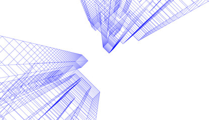 Linear architectural drawing vector illustration