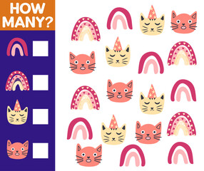 How many Cat, game for children. printable worksheet