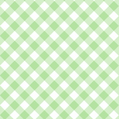 Green gingham striped checkered blanket tablecloth. Seamless white and green table cloth napkin pattern background. Texture from plaid, tablecloths, shirts, clothes, dresses, bedding.	