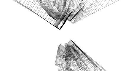 Linear architectural drawing vector illustration