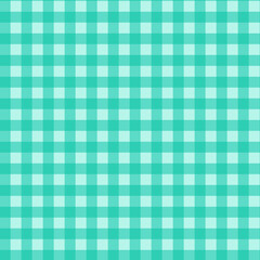 Aqua gingham striped checkered blanket tablecloth. Seamless table cloth napkin pattern background. Texture from plaid, tablecloths, shirts, clothes, dresses, bedding.	