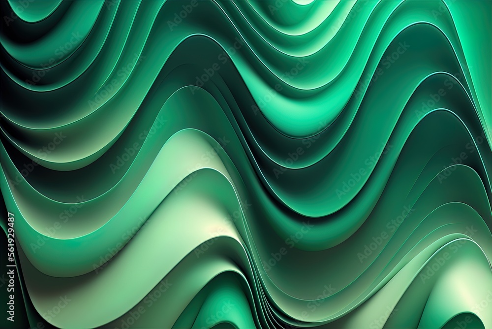 Poster copy space on a green and teal wavy background. these gradients are modern and would look great in a