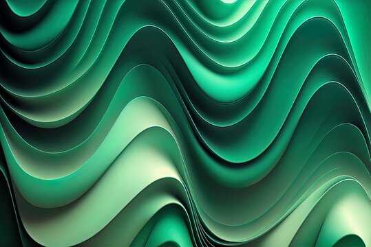 Copy Space on a Green and Teal Wavy Background. These gradients are modern and would look great in any design. Generative AI © LukaszDesign