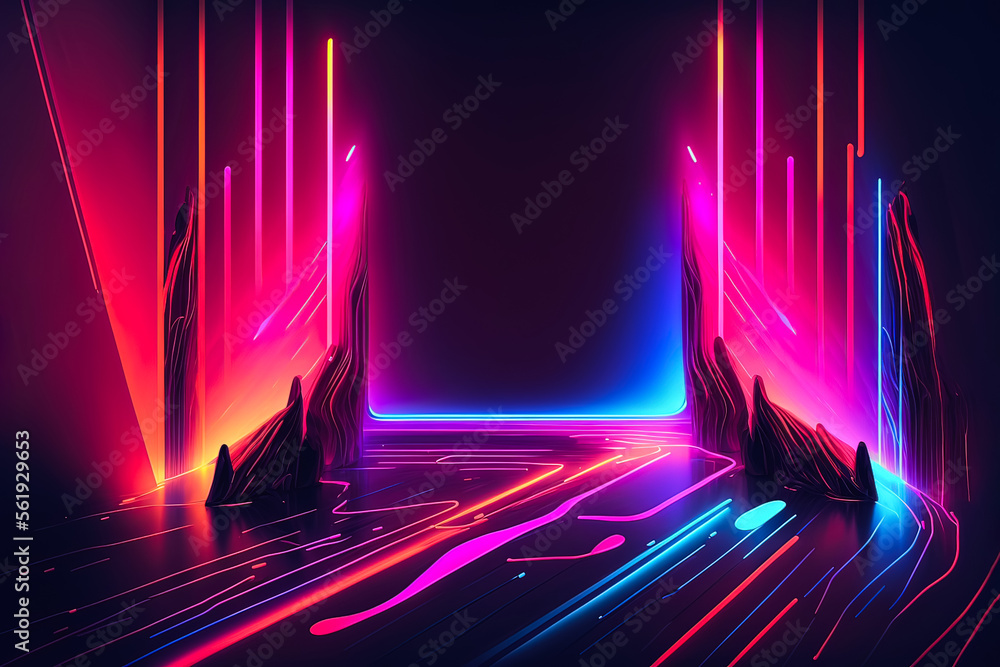 Canvas Prints abstract background with interlaced digital glitch and distortion effect. futuristic cyberpunk desig