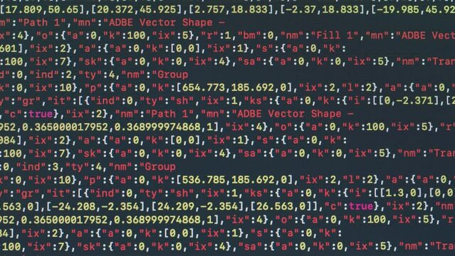 Coding UX UI script text on screen, HTML5 in editor for website development, Close up Macro of Programming code software developer. 