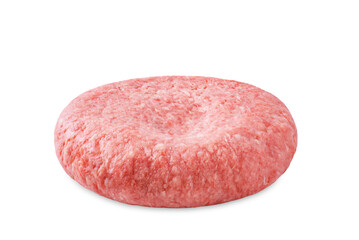 Raw fresh minced meat burger on a white isolated