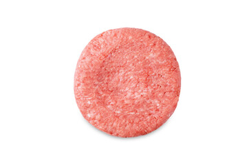 Raw fresh minced meat burger on a white isolated