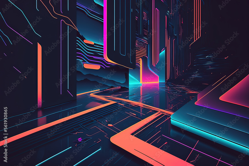 Canvas Prints abstract background with interlaced digital glitch and distortion effect. futuristic cyberpunk desig
