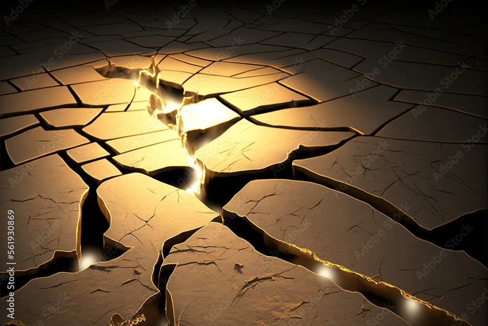 Poster spaces with a golden glow that have appeared in the earth generative ai
