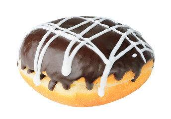 Chocolate topped donut, side view cutout