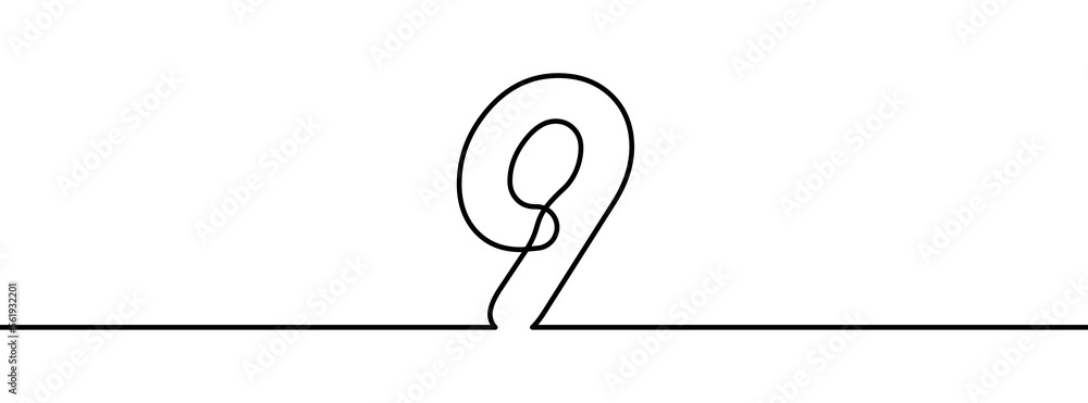 Poster number 9 in continuous line drawing style. line art of number nine. vector illustration. abstract dr