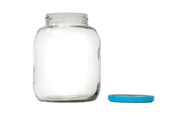 Empty Pickle Jar Isolated On White Shot At Eye Level